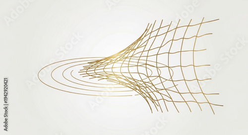 Elegant modern abstract golden lines forming converging flowing wave pattern on white background vector illustration