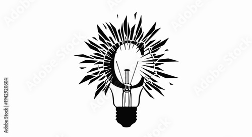 Bright idea bursts forth from a glowing light bulb, symbolizing creativity and innovation.