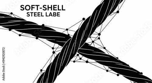 Abstract network of lines and dots connecting twisted metal strands
