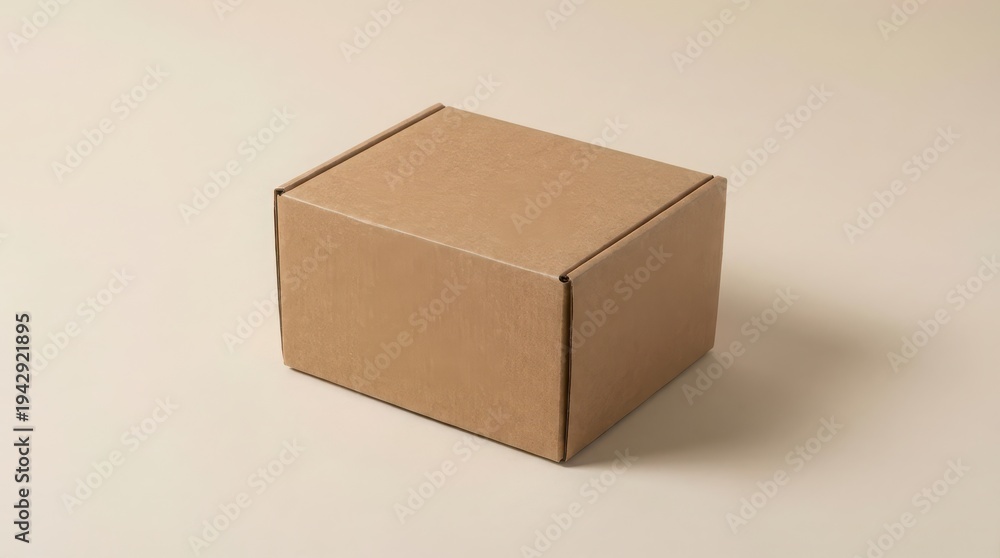 Fototapeta premium A simple closed cardboard box for shipping and delivery
