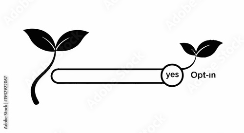 Growing plant sprouts from a digital interface with an opt-in button, symbolizing growth and engagement.