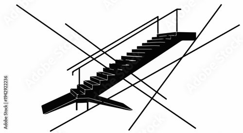 Abstract staircase with intersecting lines, symbolizing direction and complexity