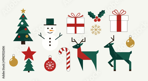 Christmas icons set holiday
