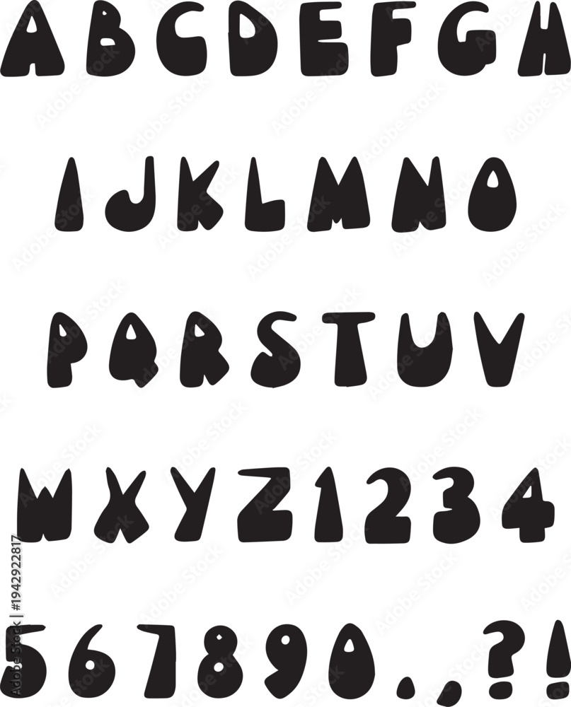 Fototapeta premium Handwritten typography font lettering ABC cartoon vector text fun comic