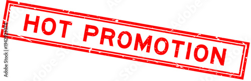 Grunge red hot promotion word square rubber seal stamp on white background