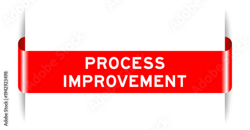 Red color inserted label banner with word process improvement on white background