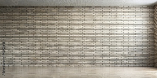 A Room Featuring a Neutral-Toned Brick Wall and a Smooth Floor, Ideal for Interior Design Presentations