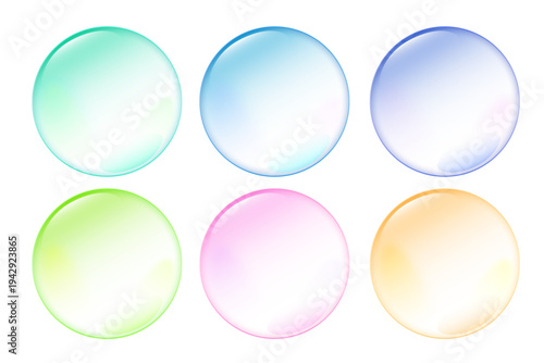 美容バブルアイコンセット（透明感のある丸型グラデーション装飾ベクター）