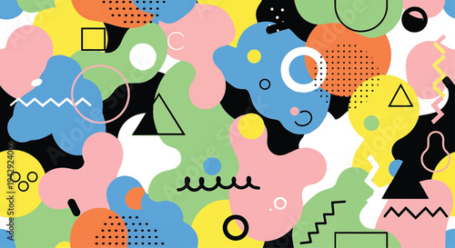 Memphis style geometric pattern vector background