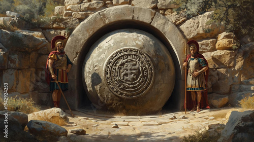 “Sealed Tomb of Jesus – Neo Traditional Mixed Media Biblical Illustration