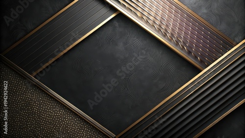 Abstract Dark Background with Gold Accents and Geometric Design Elements
