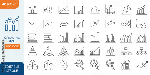 Set of Growing bar graph icon with arrow going up. Progress bar. Growing graph icon graph sign. Chart increase profit. Growth success arrow icon