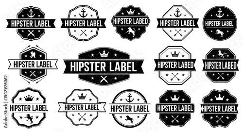 Collection of Vintage Hipster Labels and Badges.