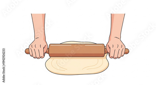 Hands Rolling Dough with Rolling Pin.