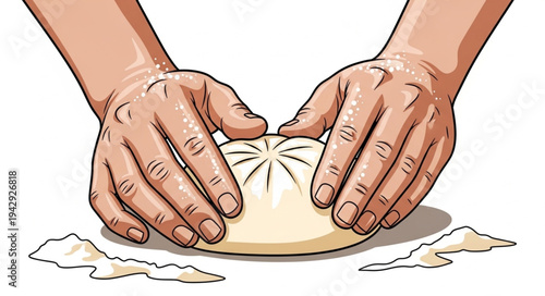 Hands Shaping Clay on Pottery Wheel.