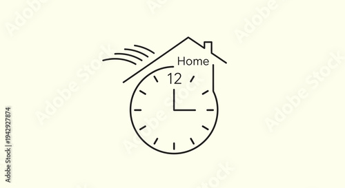 Home schedule and time management concept vector illustration showing house and clock symbol daily routine planning productivity and time organization concept isolated minimal design background