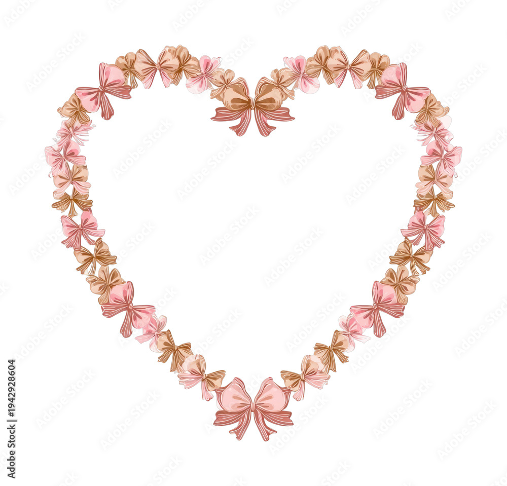 Obraz premium PNG Heart-shaped bow floral frame