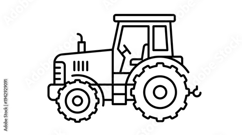 Outline vector icon of tractor agriculture machine, simple farming equipment symbol 
