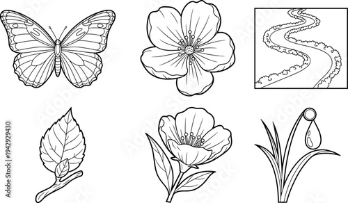 Butterfly and floral coloring page for creative relaxation