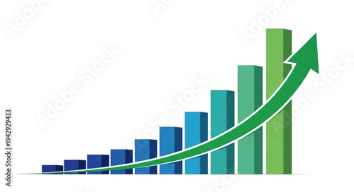 Increasing Bar Graph with Green Arrow.