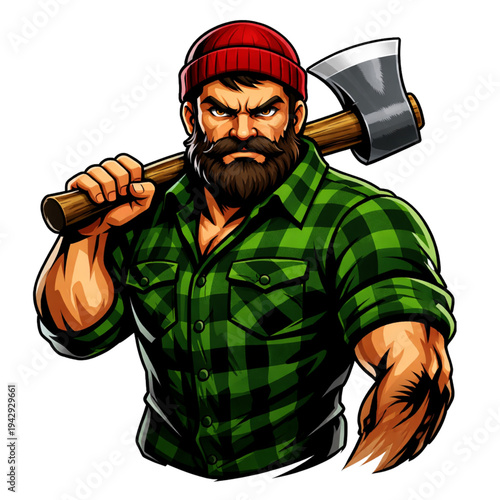 Lumberjack hold the axe illustration