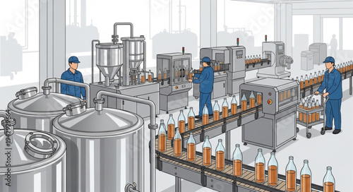 Industrial Beverage Bottling Factory Production Line.