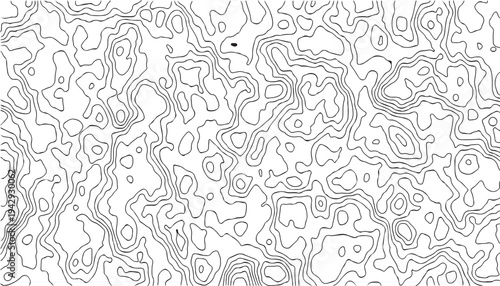 A black and white topographic map with contour lines on a plain background.