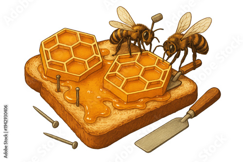 Hexagon Tiling Toast isolated on transparent background, high-detail 3D cutout for ecommerce ads, UI mockups, and digital marketing assets