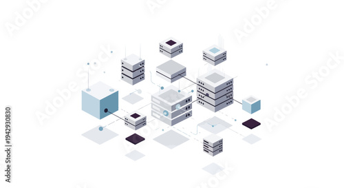 Isometric Network Server Infrastructure with Connected Data Centers and Cloud Computing.