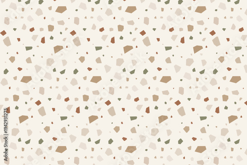 グリーンとテラコッタのアースカラーテラゾー柄シームレス背景素材