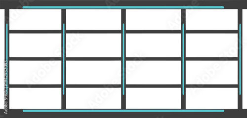 Dark gray grid with cyan accents and white rectangular spaces geometric pattern abstract background