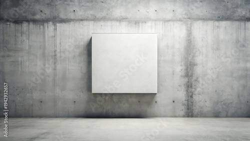 Blank canvas on a textured concrete wall in an empty room, ideal for showcasing artwork or design concepts