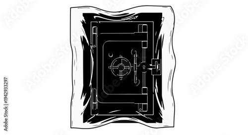 Secure vault door protected by a shimmering, rippling barrier