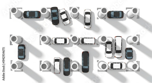 Aerial View of Cars Parked in a Lot.