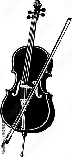 Cello Silhouette Classical String Musical Instrument Vector Icon