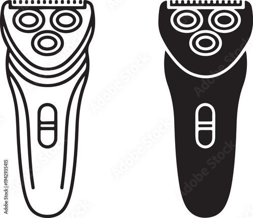 Black and white electric shavers with multiple blades