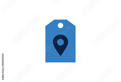 Tag label with location marker icon. Map interface symbol for labeling places, destinations and saved locations.
