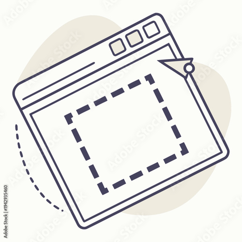 Web page design browser window user interface development creative process and wireframing user experience UI creation planning tool for website and application