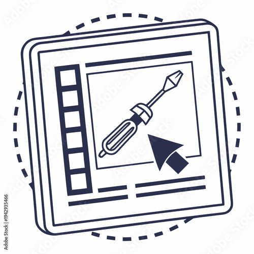 Website construction interface design user experience tool development process and debugging using screwdriver and cursor for web development and application creation