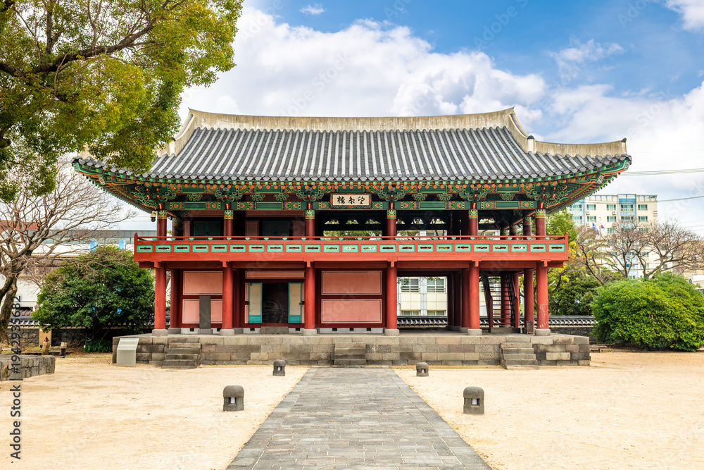 Fototapeta premium Manggyeongnu Pavilion of Jejumok Gwana Government Office situated at Jeju City, South Korea