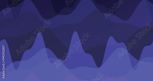 Dark abstract background with translucent undulating waves of deep blue and purple hues, fluid layers