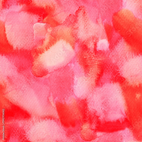 Red background of watercolor spots. Seamless design.