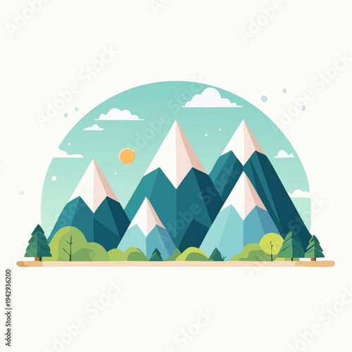 Serene Mountain Landscape with Lush Greenery and Clear Sky