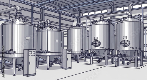 Industrial Brewery Tanks and Equipment.