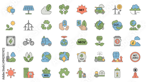 set of icons for renewable