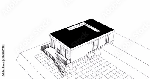 residential architecture plan 3D rendering	
