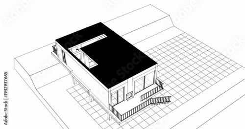 residential architecture plan 3D rendering	
