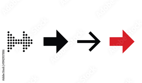A sequence of arrows depicting a transition from data points to a single directional arrow. vector illustration
