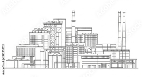 Industrial Complex Blueprint Architectural Drawing.