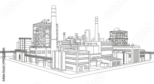 Industrial Complex Blueprint Architectural Drawing.